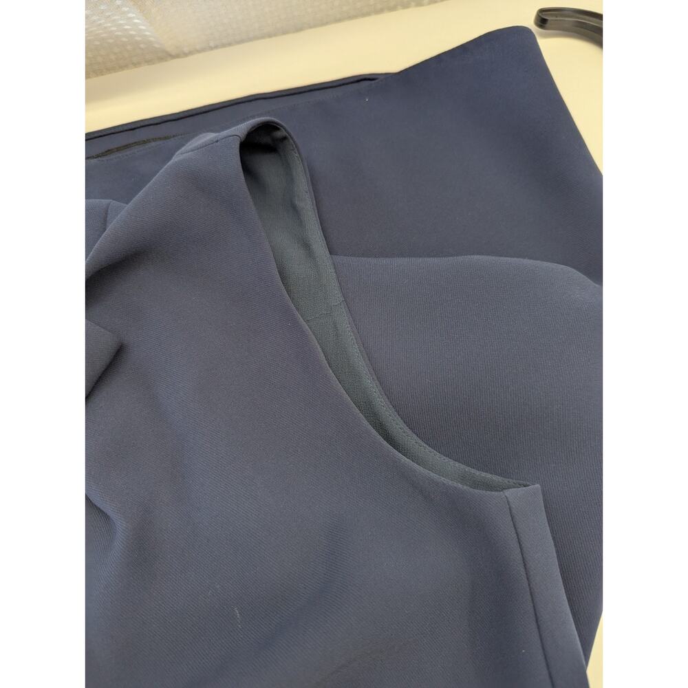 Emporio Armani Navy Blue Sleeveless Shift Dress Pleated Front,Size Cut Off, 12 - Picture 10 of 14